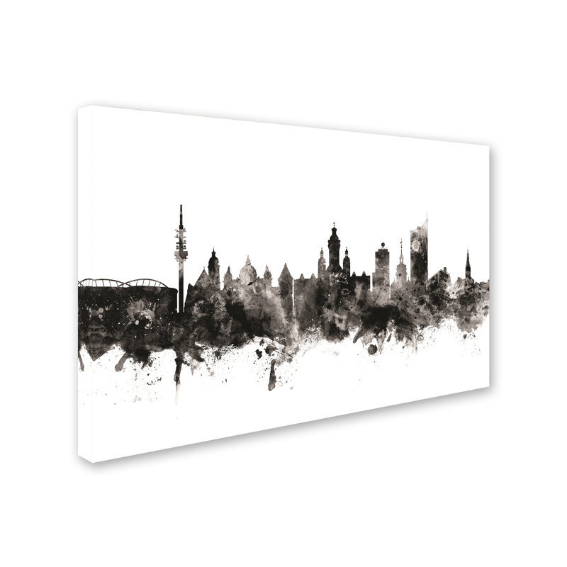 « leipzig germany horizon i », reproduction d’impression sur toile tendue, H 12 po x l 19 po