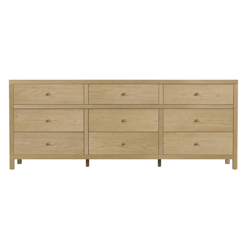 Celine 84" 9-Drawer Dresser, Light Oak Brown, Light Oak Brown
