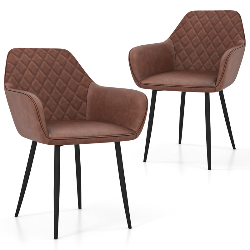 Chaises d'appoint rembourrées avec dossier incurvé Leisure, 2, Brun