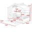 Lit maison avec lit gigogne simple et tablettes de rangement, toit-767297312-767297327