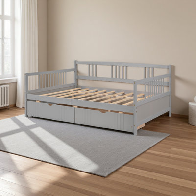 Full Size Daybed Wood Bed With Two Drawers
