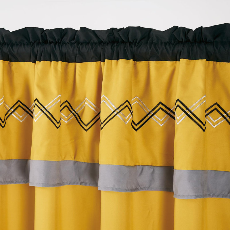 Modern Turmeric and Black Polyester Light-Filtering Window Panel