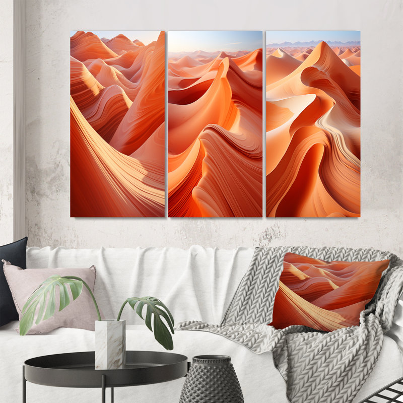 "Danse aérienne du désert", 3 pièces sur toile, Toile tendue, H 20 po x l 36 po