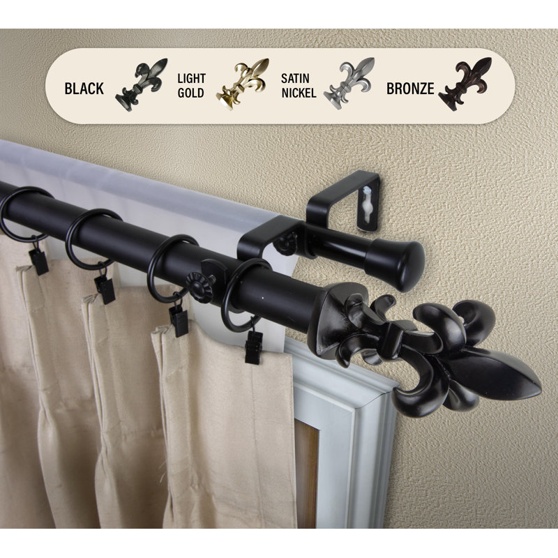 Tringle à rideaux double ajustable 1 po Bello, H 2,25 po x l 84 po x P 6,75 po, Noir