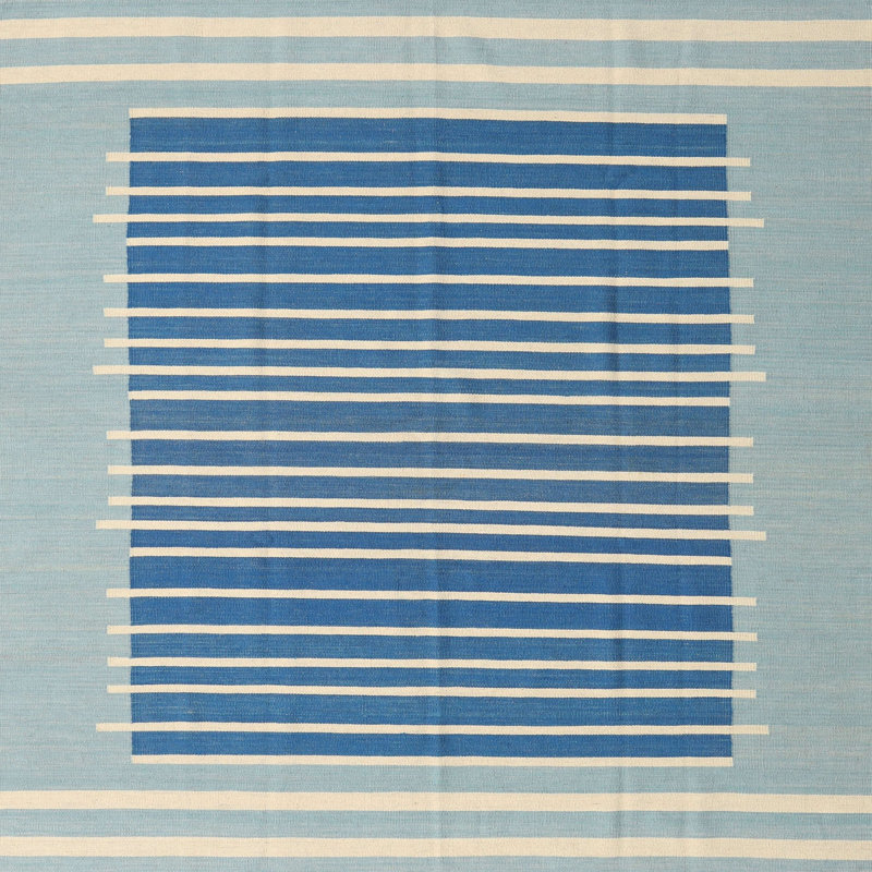 Tapis abstrait gris / bleu ciel, Carré 6 pi