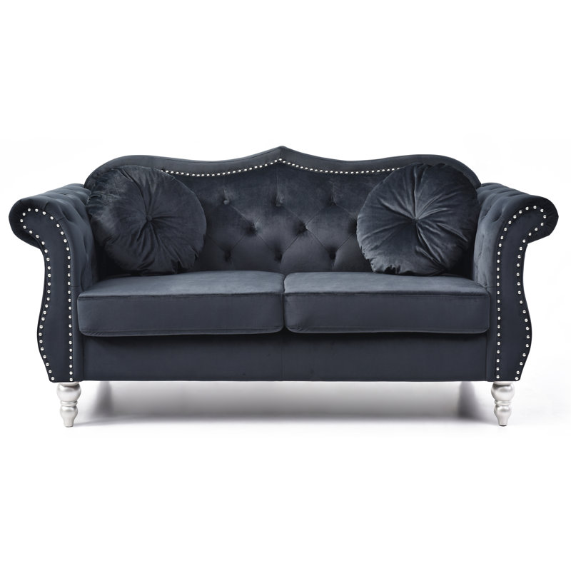 Clouser 67'' Velvet Loveseat, Black