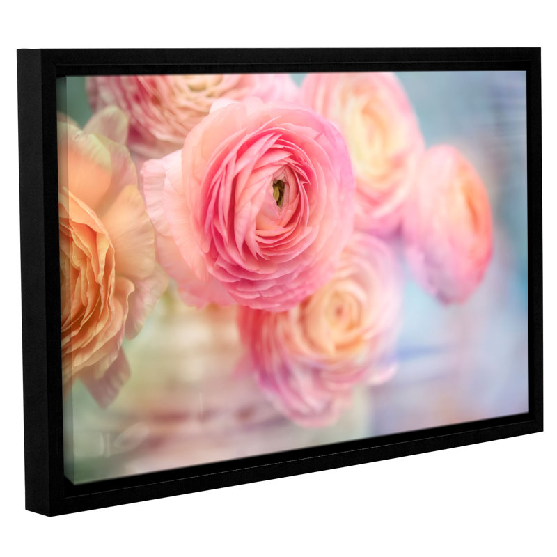 Fleurs en verre, reproduction de photo sur toile tendue encadrée, H 12 po x l 18 po x P 2 po