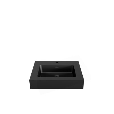 BB02-24-109, Integrated engineered solid surface basin WITHOUT drain and faucet, matt black color