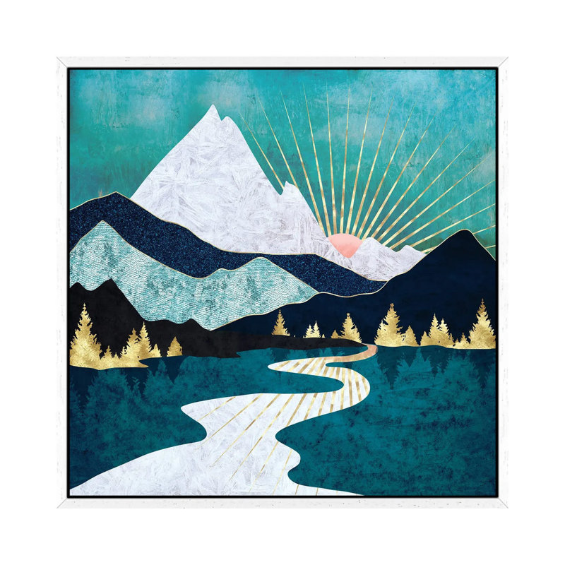 Winter River - Print on Canvas, White Framed, 45.72 cm H x 45.72 cm W