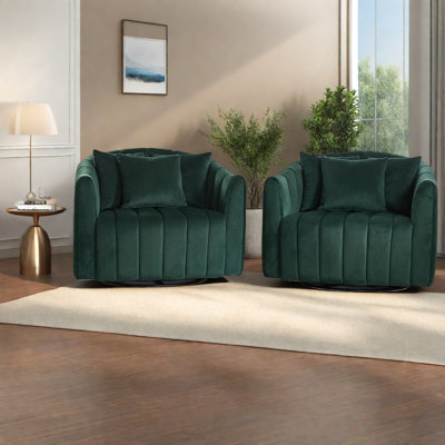 Swivel Accent Chairs, Velvet Modern Barrel Chair For Home Lounge