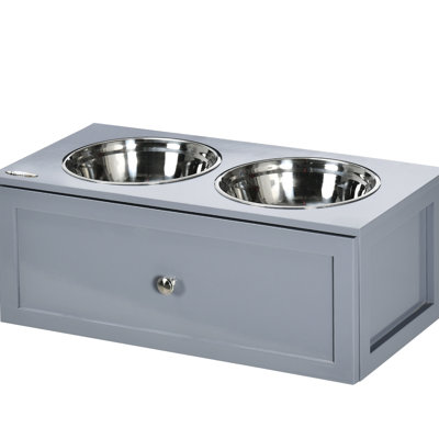 La station d'alimentation surélevée pour animaux de compagnie, bols en acier inoxydable, gris, pour les chiens de taille moyenne, réduit l'inconfort lors de la consommation de la mangeoire pour chien surélevée, la taille moyenne améliore la prise alimentaire