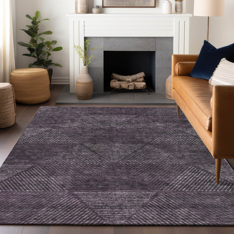 Premium Machine Washable Prisco Eggplant Rug, Rectangle 8' x 10'