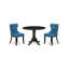 L'ensemble de table de salle à manger 3 pièces pour petits espaces comprend une table de salle à manger ronde avec Dropleaf et 2 chaises Parsons en tissu bleu, 42 po x 42 po, noir-1307738559-1307738557-1307738558
