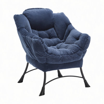 Lazy Chair with Ottoman, Modern Lounge Accent Chair with Armrests and a Side Pocket, Leisure Upholstered Sofa Chair Reading Chair with Footrest for Small Space, Corner Chair