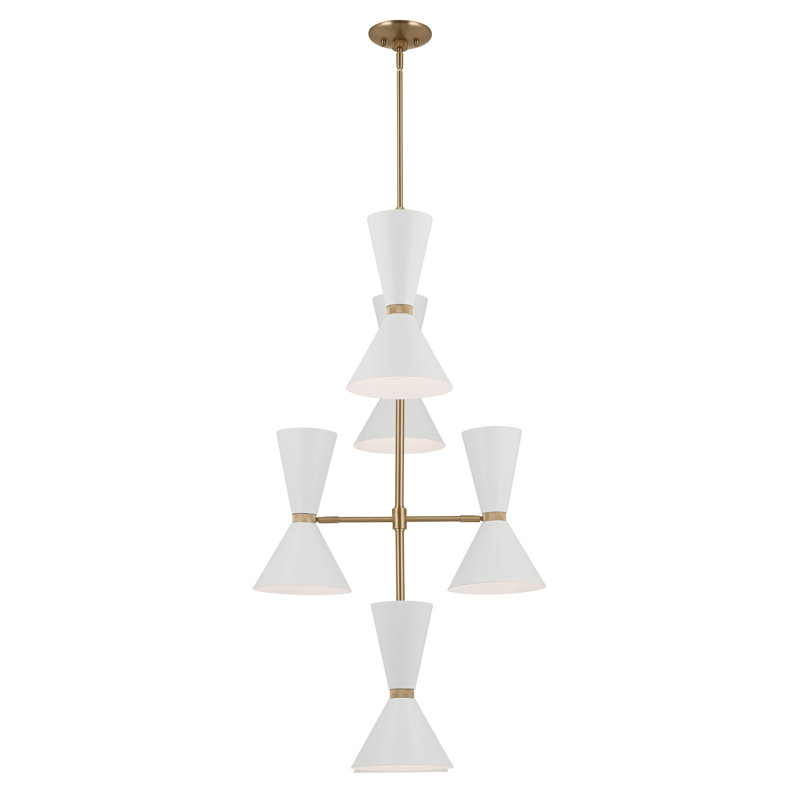 Lustre à niveaux 12 lumières Phix, Blanc