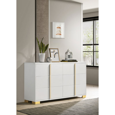 Jelissa 58.5" W 6-Drawer Manufactured Wood and Metal Double Dresser