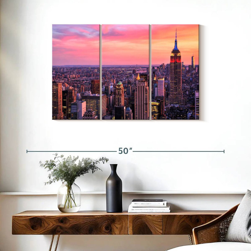 Sebbie NYC Skyline au coucher du soleil, H 24 po x l 38 po
