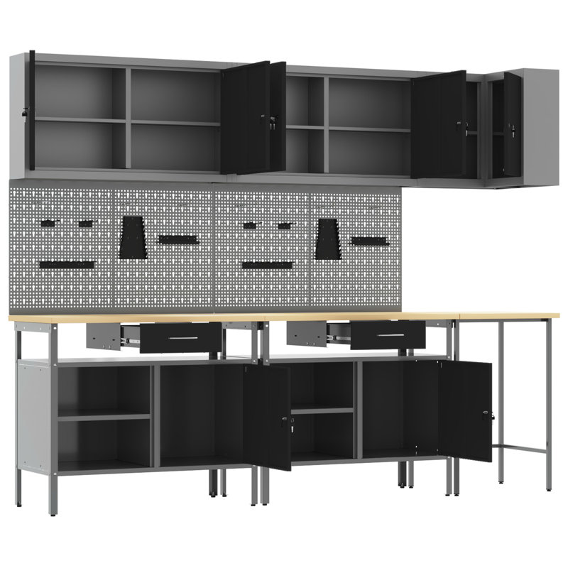 Corner Table Set Of 9 Steel, Standard, Black