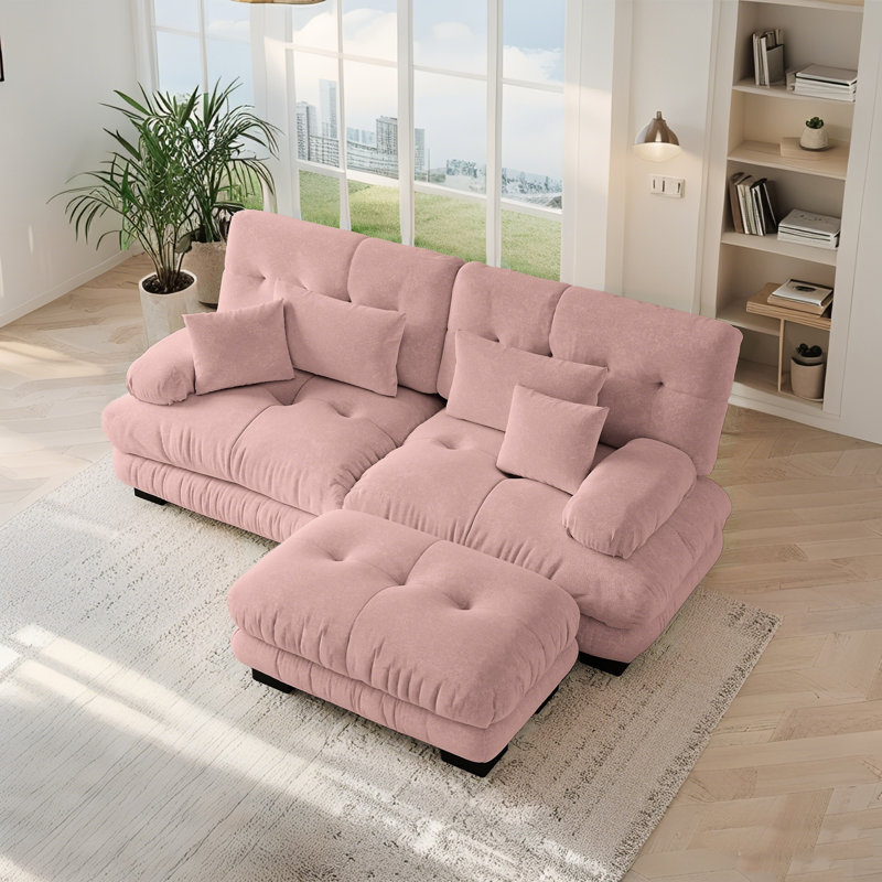 Canapé modulaire de 94,5 po avec 4 coussins décoratifs et repose-pieds, canapé en chenille moderne profond et confortable pour le salon, pour le salon