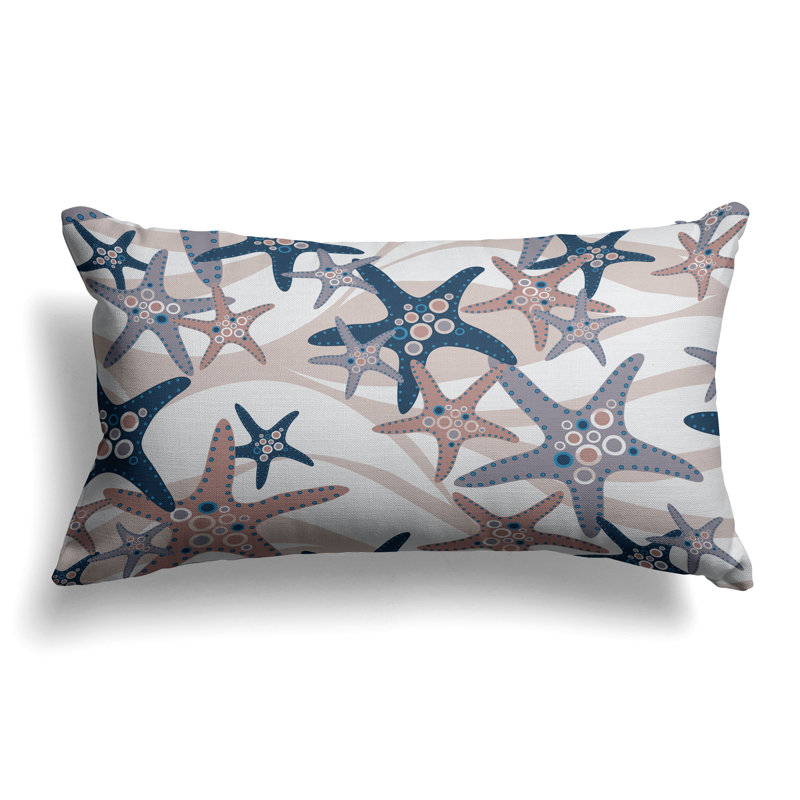 Starfish Sway  Rectangular Throw Pillow, Pink/Silver