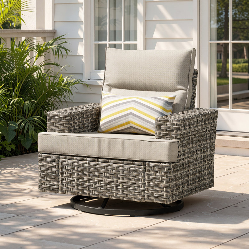Chaise d'extérieur pivotante avec coussin, Beige