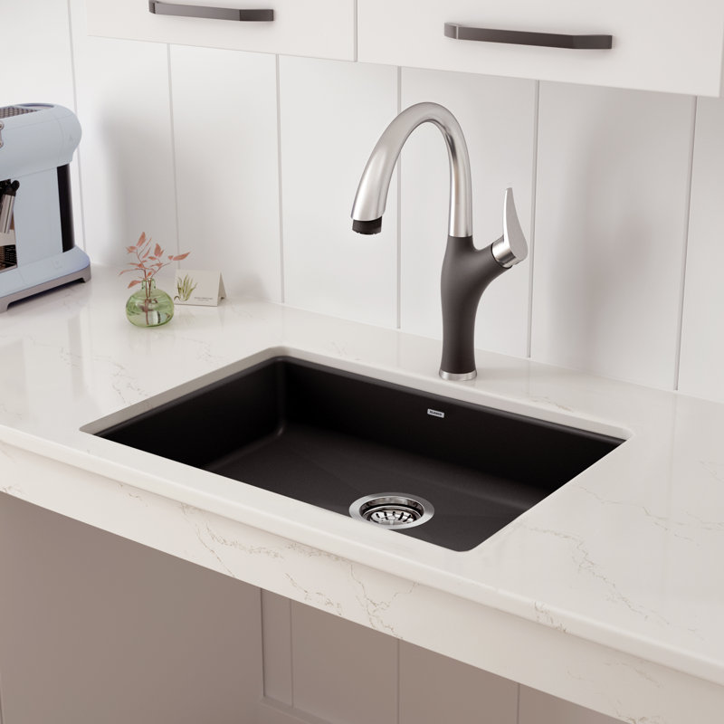 Precis SILGRANIT 25" L x 18'' W Undermount ADA Kitchen Sink, Volcano Gray