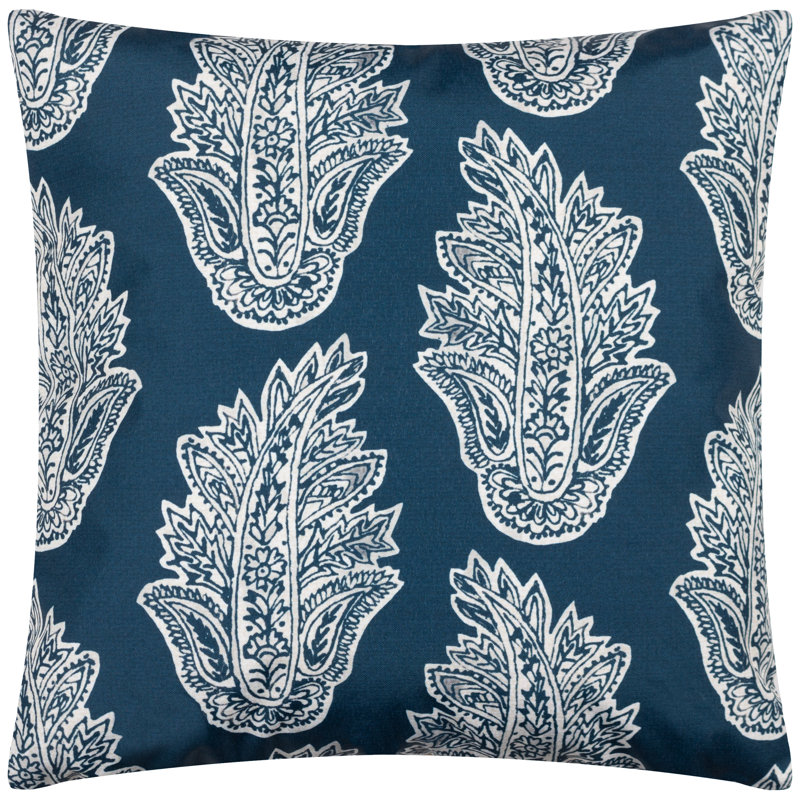 Kalindi Paisley Indoor / Outdoor Floral Square Throw Cushion, Navy Blue