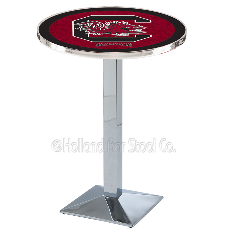 Round Metal Base Dining Table, Chrome, University of South Carolina