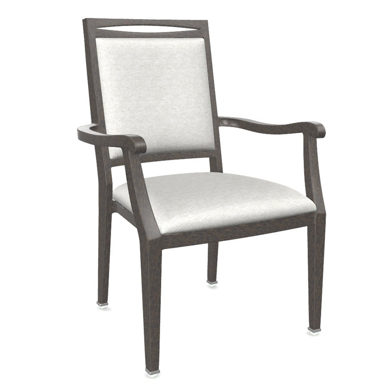 Chaise avec accoudoirs Ada, Smoked Walnut, Blanc