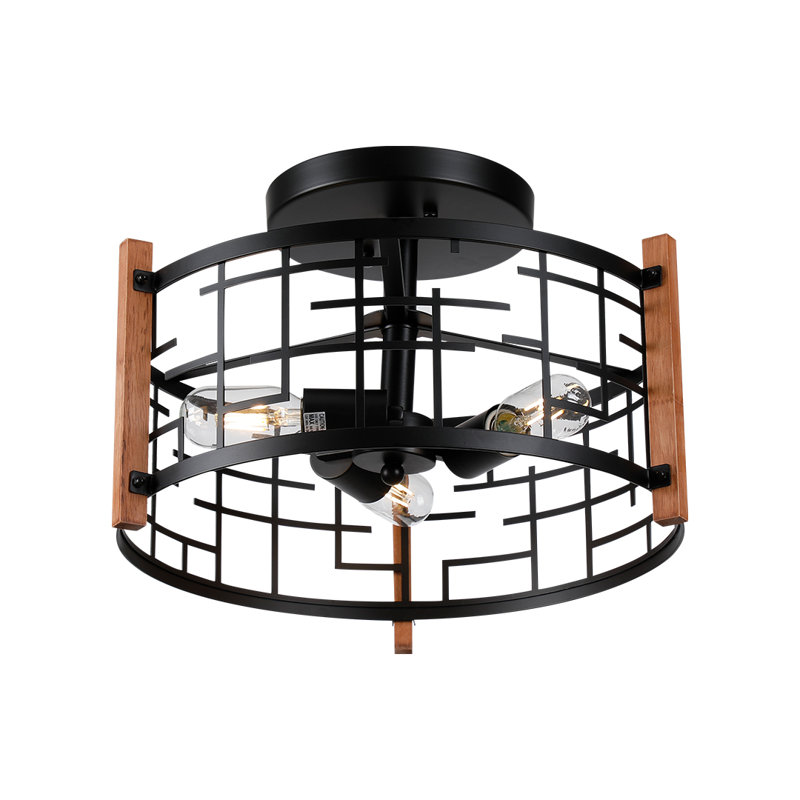 15.7-Inch Wood Metal Flush Mount for Entry or Hallway