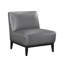 Fauteuil d'appoint en cuir fleur foncé gris foncé avec structure en bois massif et coussin en mousse haute densité-134651197