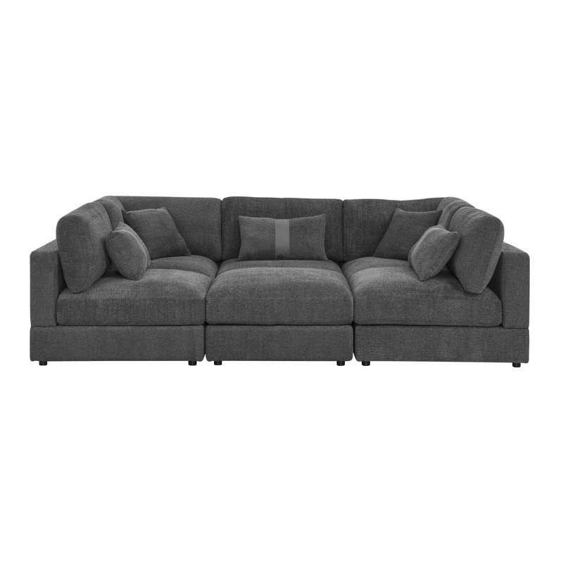 Belandina 6-Pieces Modular Sofa, Dark Gray Corduroy