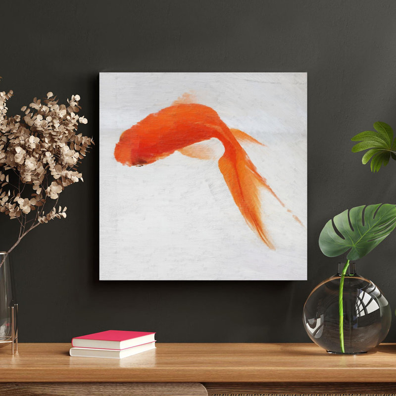 " Orange Fish 1 " Painting Print, 32" H x 32" W