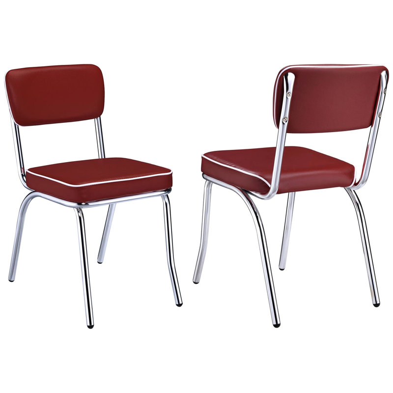 2 chaises de salle à manger rembourrées rouges 2 pièces - Structure de chaise améliorée, rembourrage en mousse, côté contemporain de 2 sièges décoratifs, surface