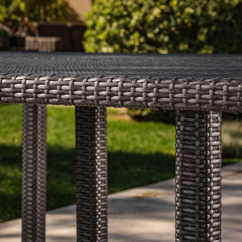 Table de salle à manger d'extérieur carrée 64 "- Gris avec base en fer sur support, Gris