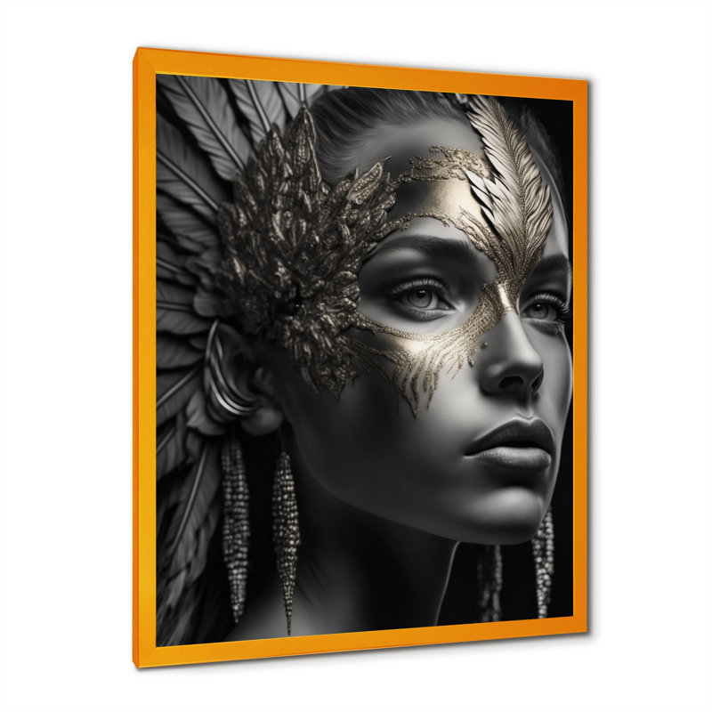Femme bohémienne rétro sur toile, H 44 po x l 34 po x P 1,5 po, Encadrement doré