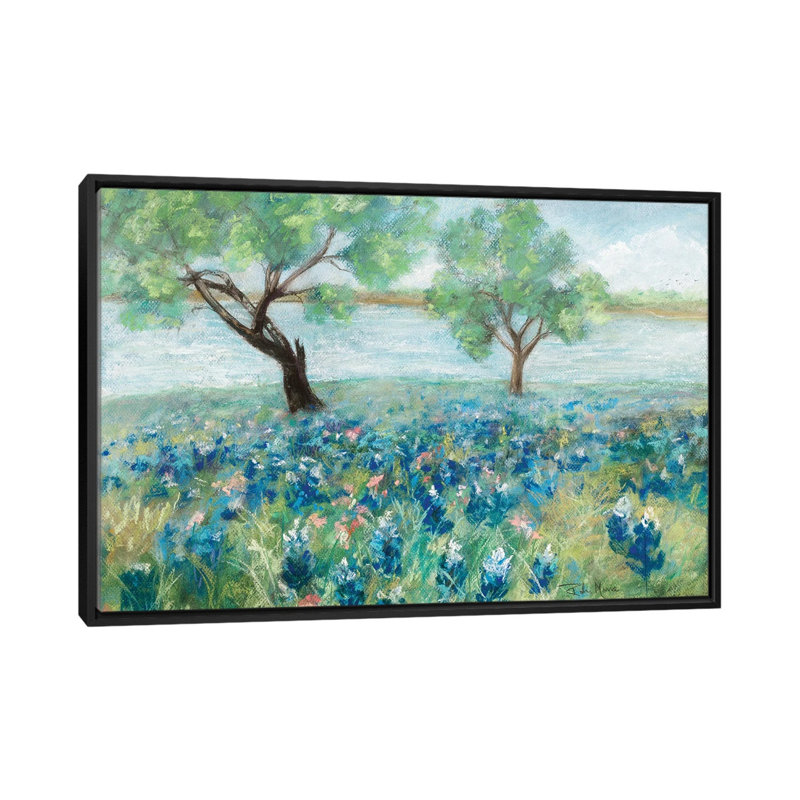Green Fields I by Robin Maria - Painting on Canvas, 101.6 cm H x 66.04 cm W, Black Floater Frame