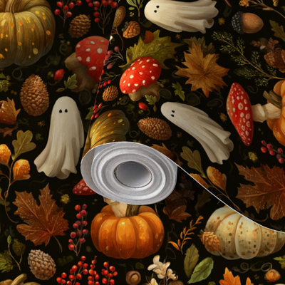 Papier peint auto-adhésif fantaisiste avec papier peint d'automne et décalé 17,7 po x 118 po (45 x 300 cm)