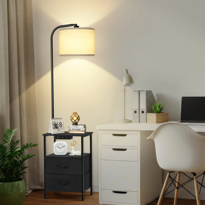 Zulfa 62" Dimmable Table Floor Lamp with Drawer, End Table with Lamp for Living Room