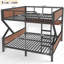 Full Over Full Bunk Bed, Metal Bunk Bed With Storage Shelves And Lights, Space-Saving & Noise-Free Design