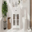 Meuble-lavabo de 31 po en verre trempé avec lavabo en céramique blanche, rangement spacieux et entretien facile-116452167-116452165