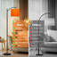  Grande lampe sur pied arc en tissu orange avec abat-jour réglable en lin à 3 couleurs