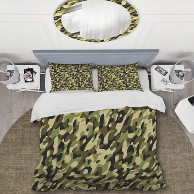 Green Military Camouflage - Abstract Duvet Cover Set - Microfiber Polyester