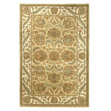 Hand Knotted Wool Oriental Area Rug in Gold And Ivory