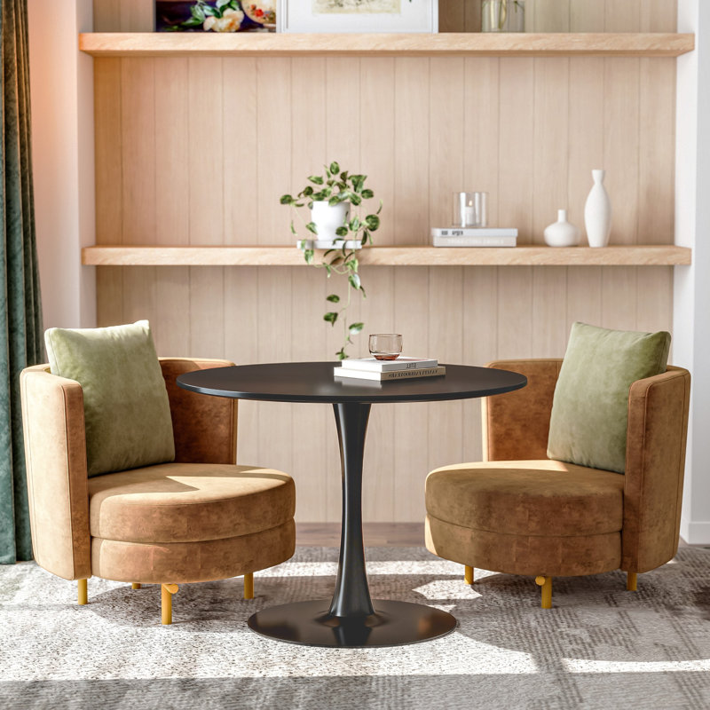 Pedestal Dining Table, Black, 29.1”H x 35.4”L x 35.4”W