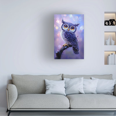 Momart Young Blue Owl With Big Yellow Eyes Canvas Art