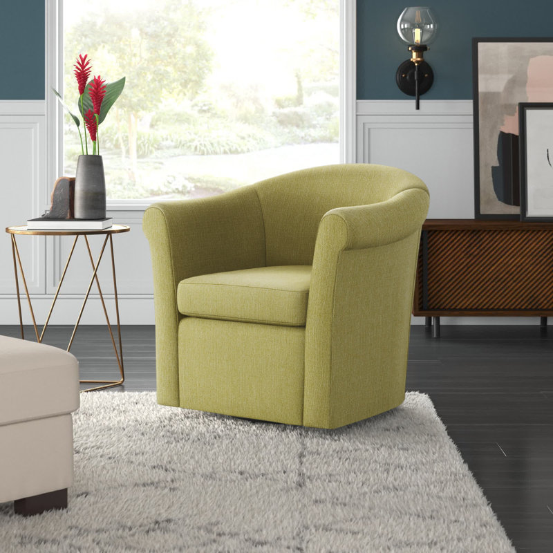 Fauteuil demi-tonneau pivotant en polyester 30,5 po Anstett, Mélange de polyester kiwi