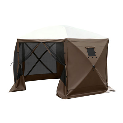 Canopy Sidewalls, 5.67 x 4.85 ft, Canopy Tent Walls with Waterproof and Sunlight Protection, 1 Zippered Door & 2 Windows Design for Outdoor Event Tents, Vendor Booths (6 Sidewalls Only, Brown)