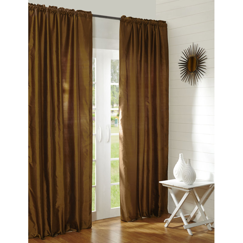Ariada Semi Sheer Curtain Panel, 52" W x 84" L, Brown