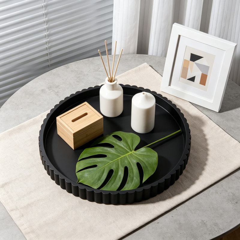Plateau décoratif décoratif pour salle de bain, organisateur de meuble-lavabo en silicone pour parfum, bougie, porte-savon, bordure festonnée, design minimaliste